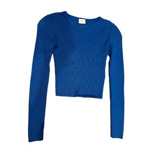 Abercrombie & Fitch Blue Ribbed Corset Long Sleeves Knit Sweater Top Size XS